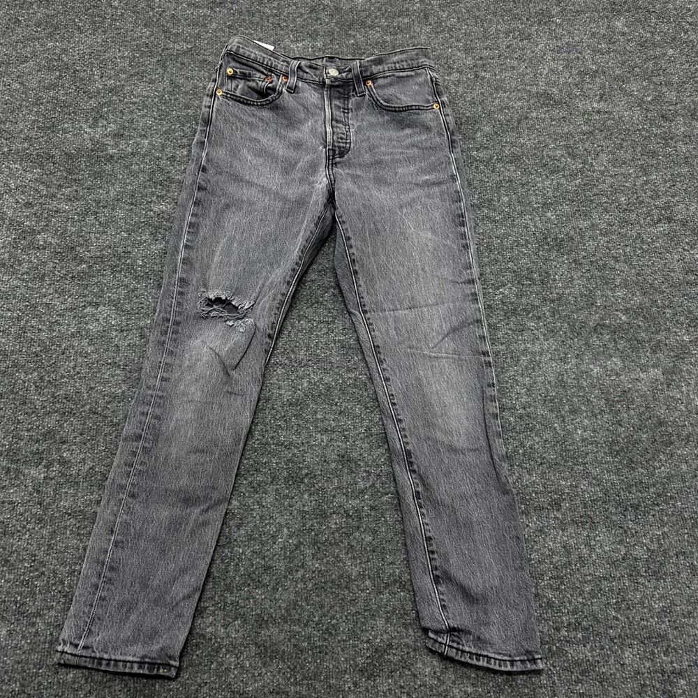 Levi's Jeans Womens Size 25 Gray 501 Original Fit Distressed Straight Leg Rip